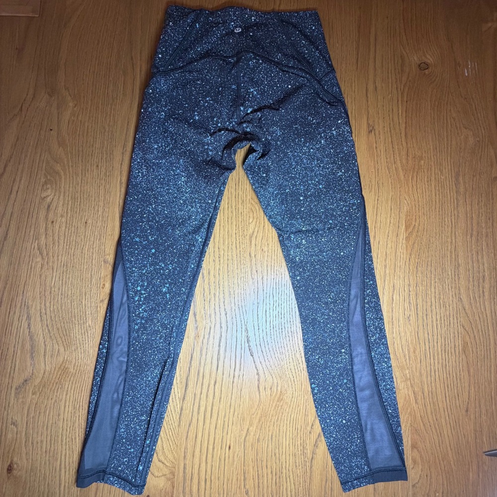 Lululemon Train Times Pant 7/8 Leggings Mineralize Multi Black Mesh Blue Size 6 - Picture 4 of 6